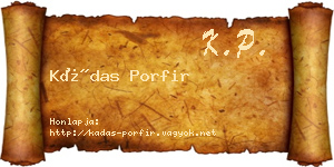 Kádas Porfir névjegykártya